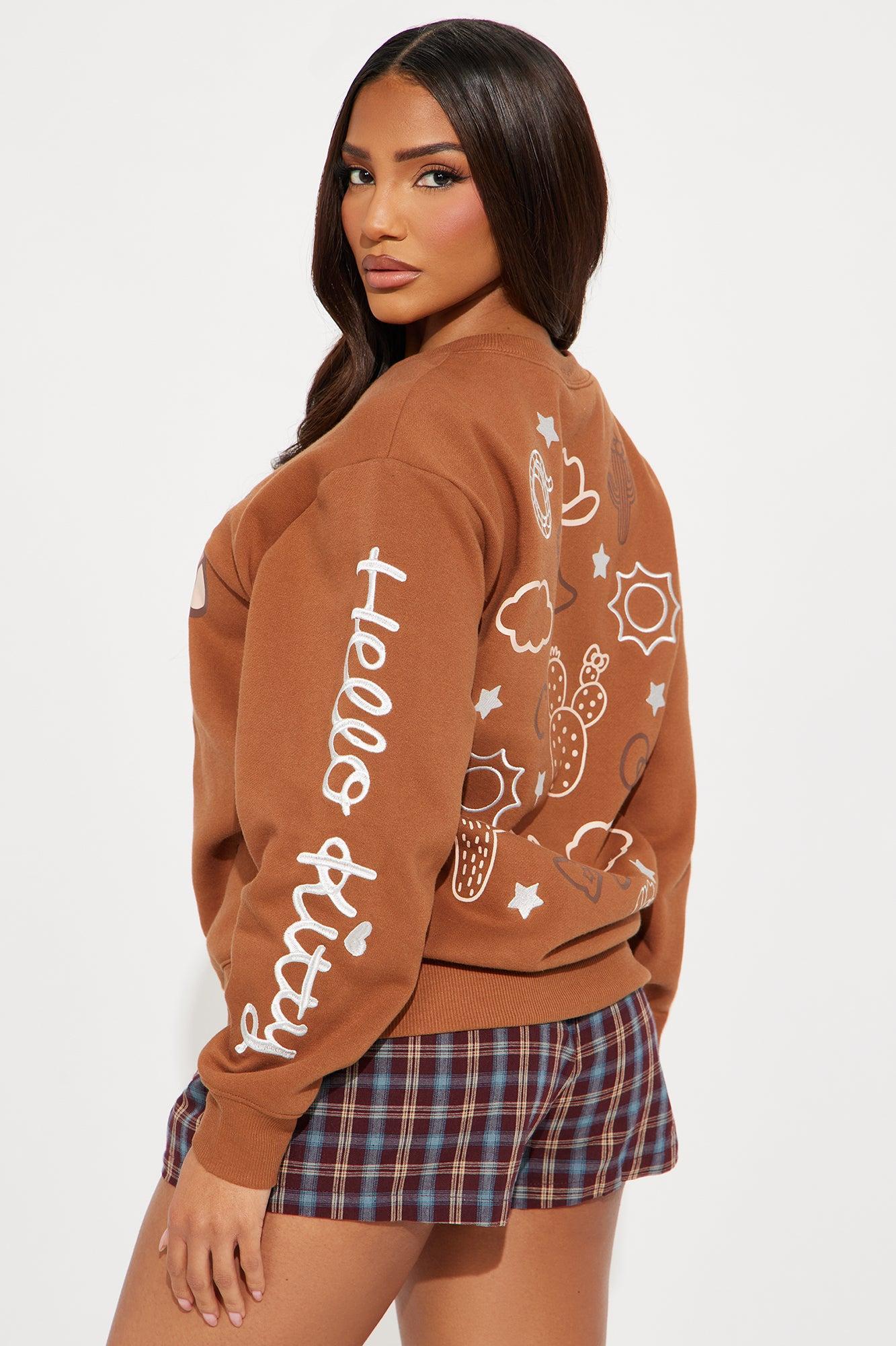 Hello Kitty Desert Rider Oversized Sweatshirt - Brown Product Image