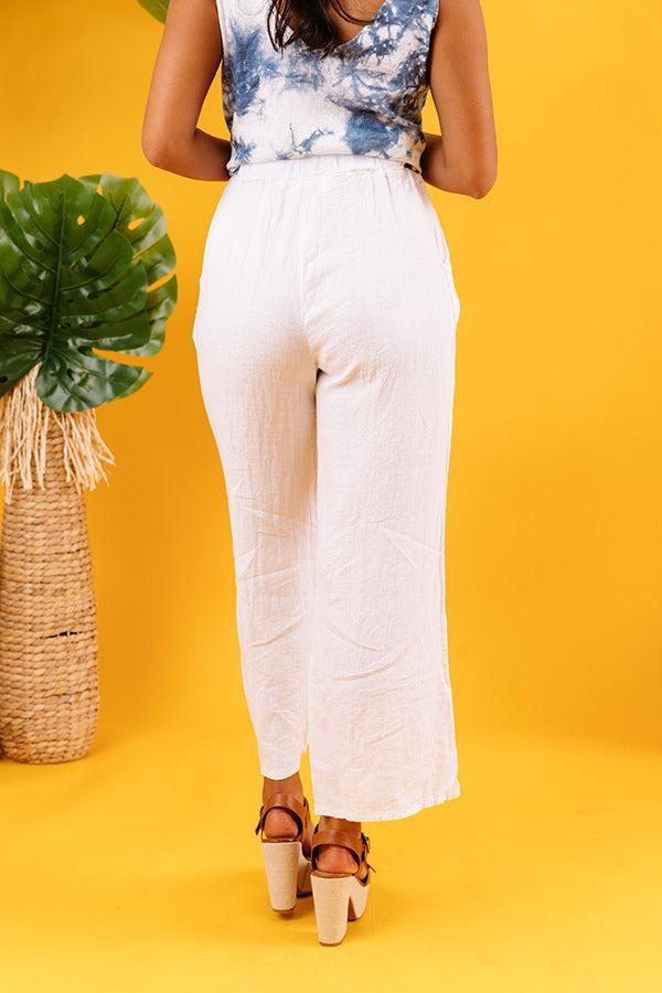 The Rio High Waist Linen Pants In White Product Image