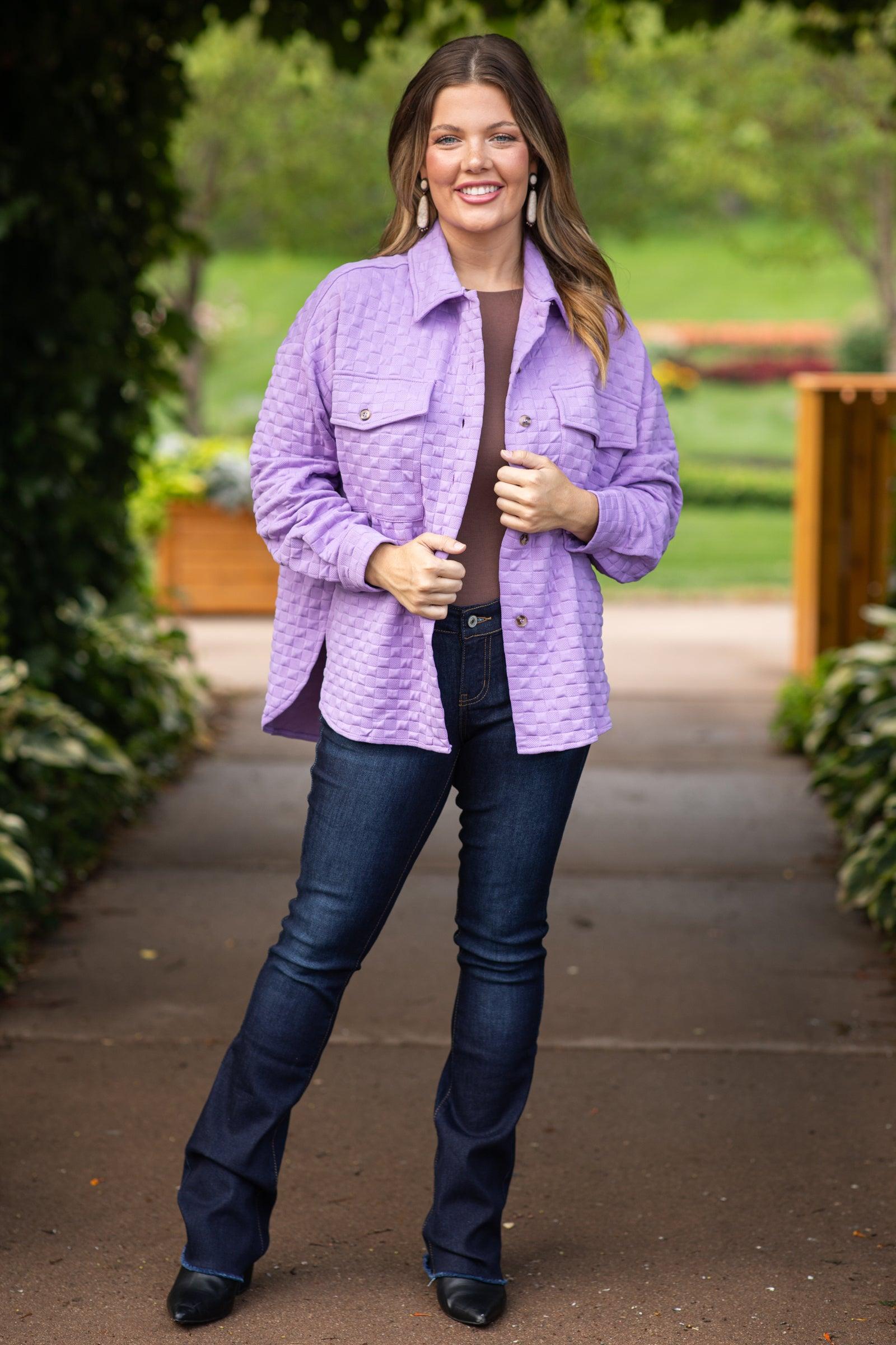 Lavender Textured Knit Shacket Product Image