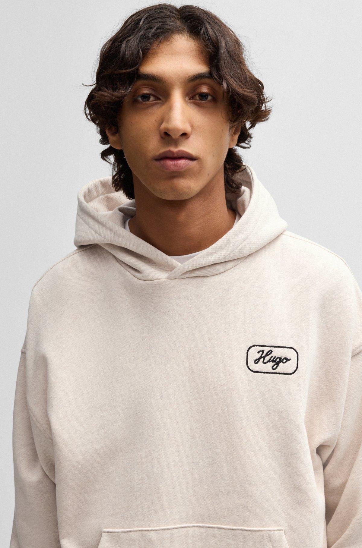 Cotton-terry hoodie with embroidered artwork Product Image