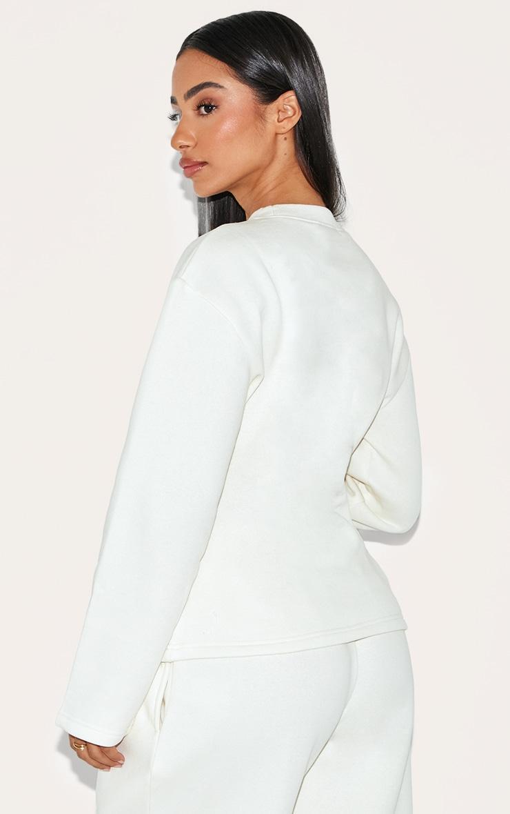 Petite Cream Long Sleeve Waist Cinched Sweatshirt Product Image