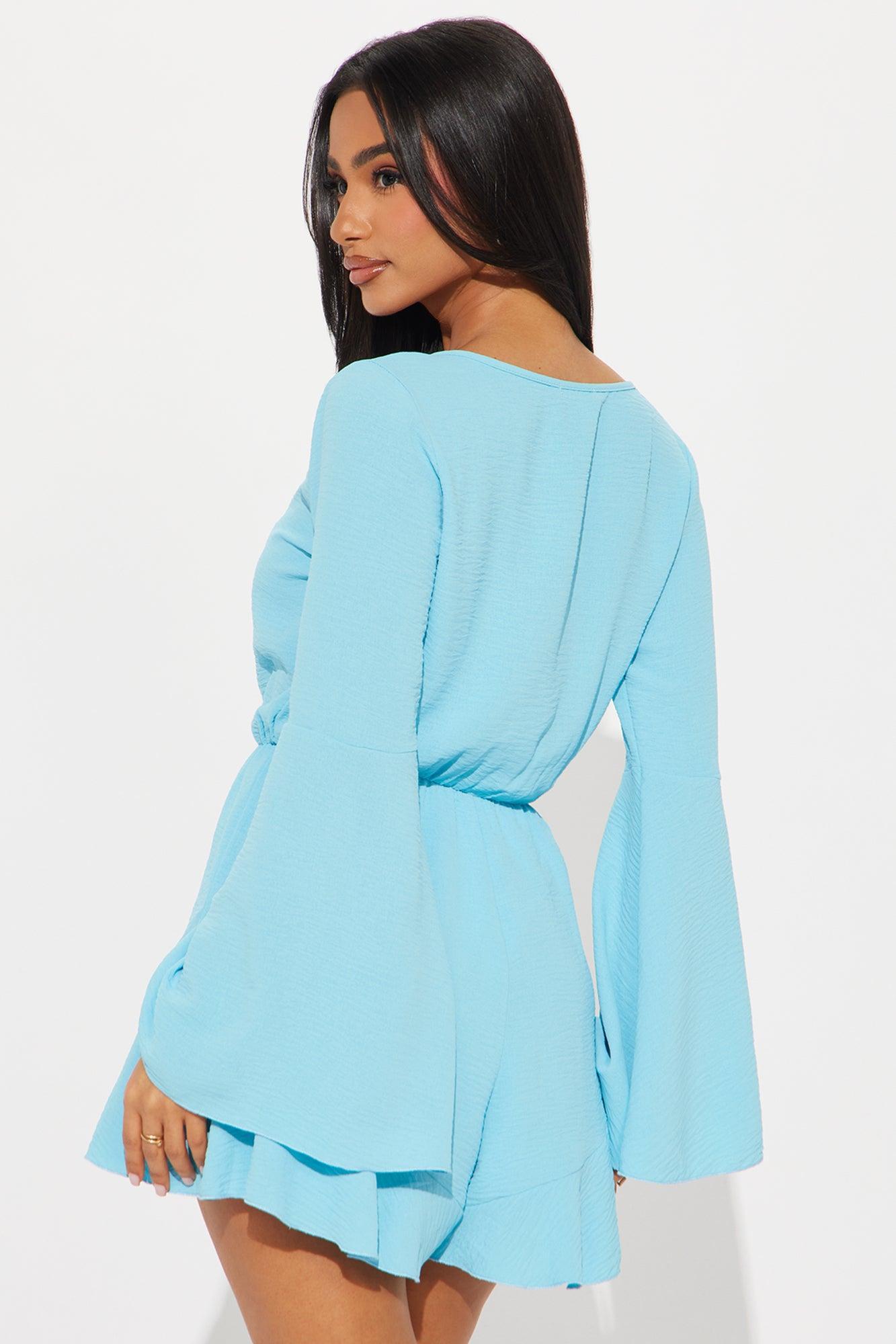 Portia Airflow Long Sleeve Romper - Aqua Product Image