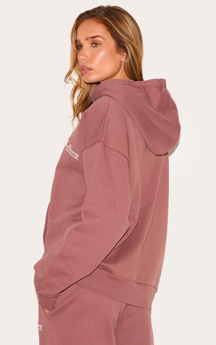  Mauve Healthy Body & Mind Premium Embroidered Zip Front Oversized Hoodie Product Image