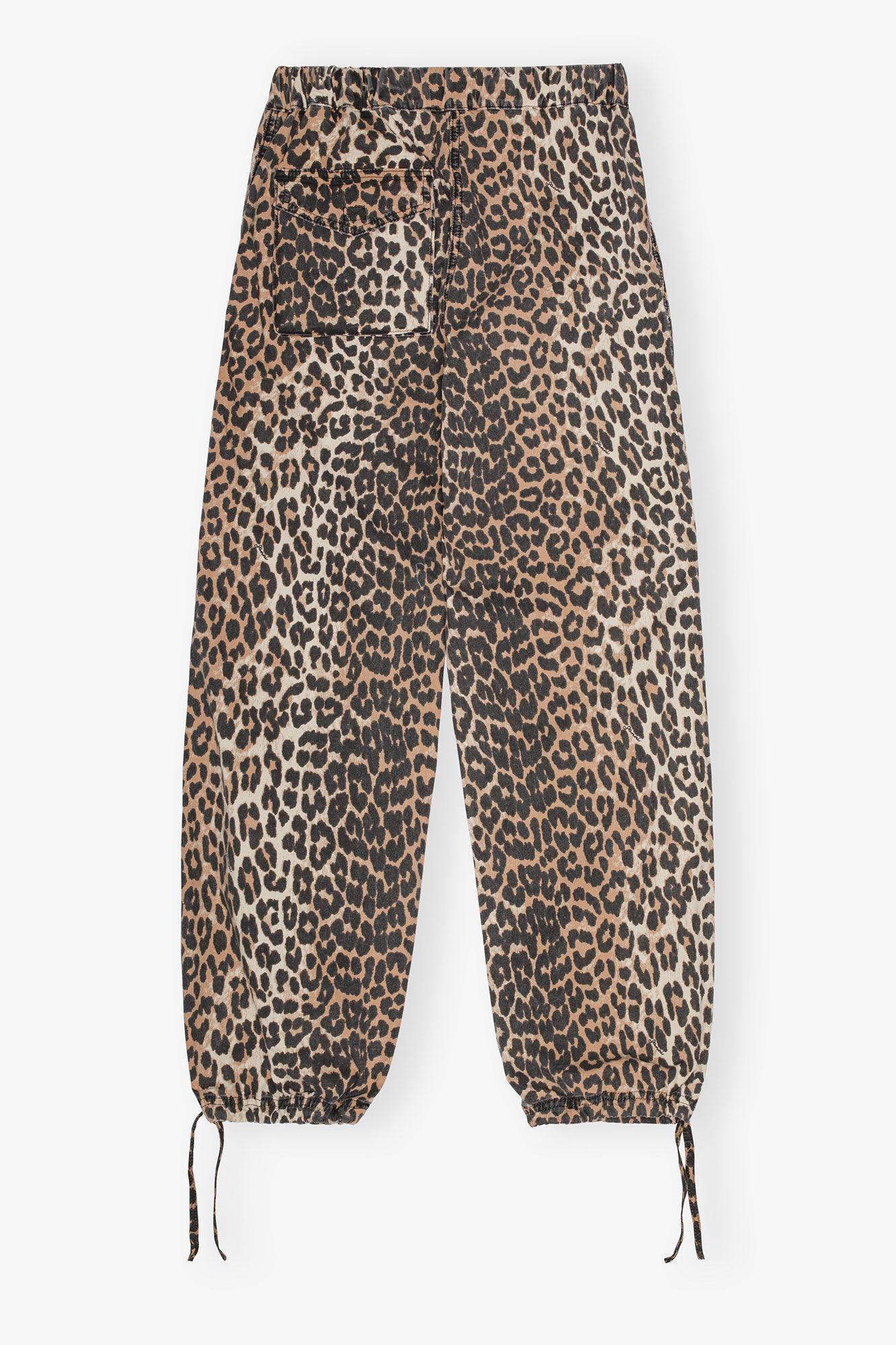Leopard Washed Cotton Canvas Drawstring Pants Product Image