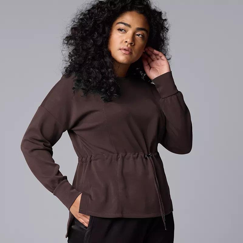 Plus Size Simply Vera Vera Wang Scuba Drawcord Waist Top, Women's, Size: 2XL, Mediterranean Product Image