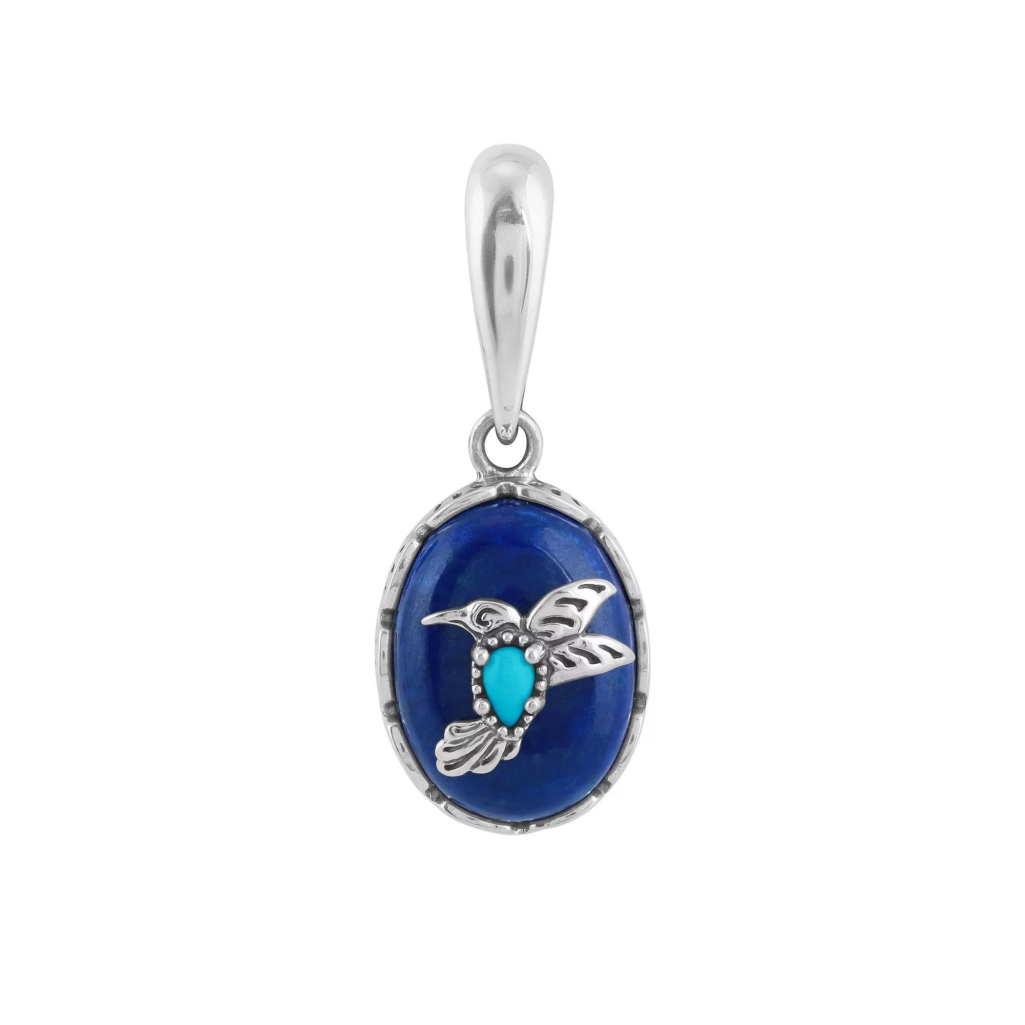 Southwest Spirit® Sterling Silver, Lapis and Turquoise Hummingbird Pendant, Women's, Blue Lapis Product Image