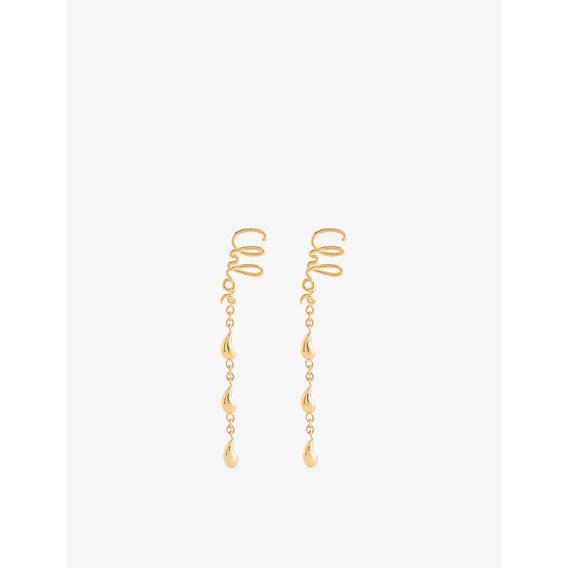 CHLOÉ Iconic Signature Dangling Earrings In Gold Product Image