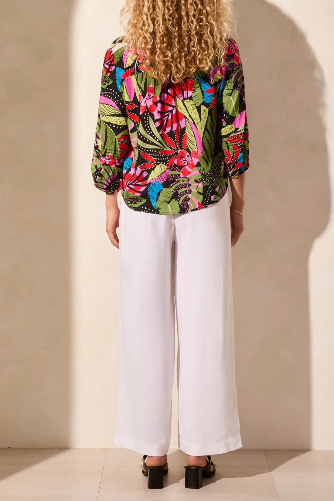 3/4 Sleeve Button Front Blouse Product Image