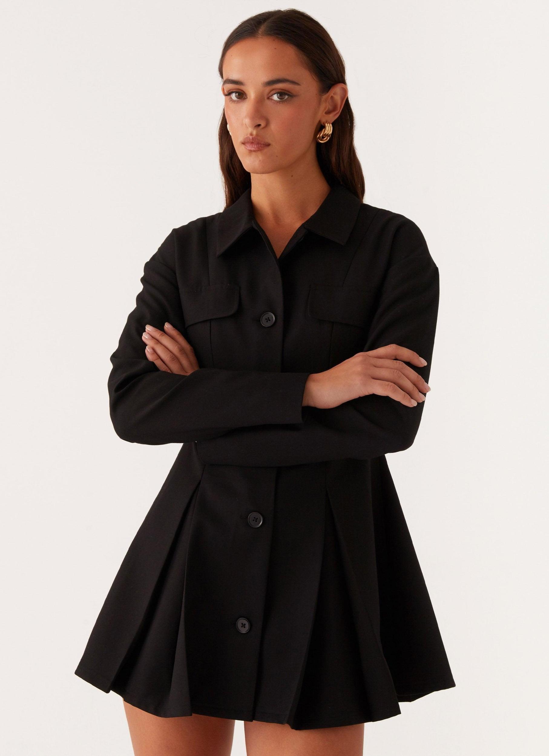 Emilia Collared Mini Dress - Black Product Image