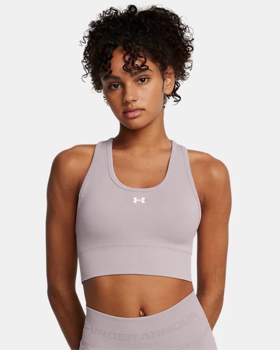 Women's Under Armour Vanish Seamless Medium-Impact Mid Sports Bra, Size: XS, White Product Image