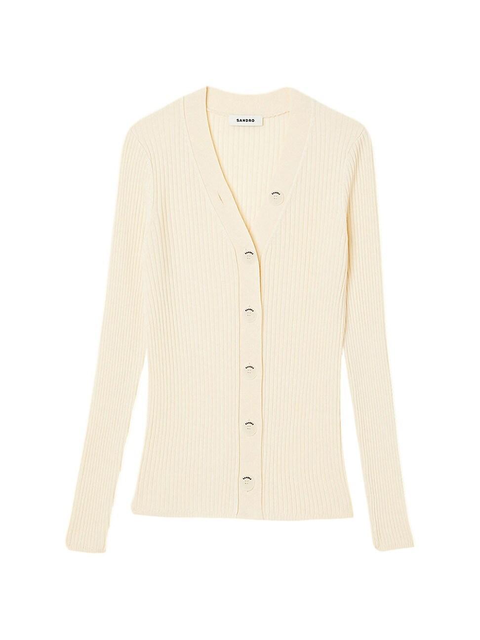 Sandro Gabrielle Ribbed Knit Cardigan Product Image