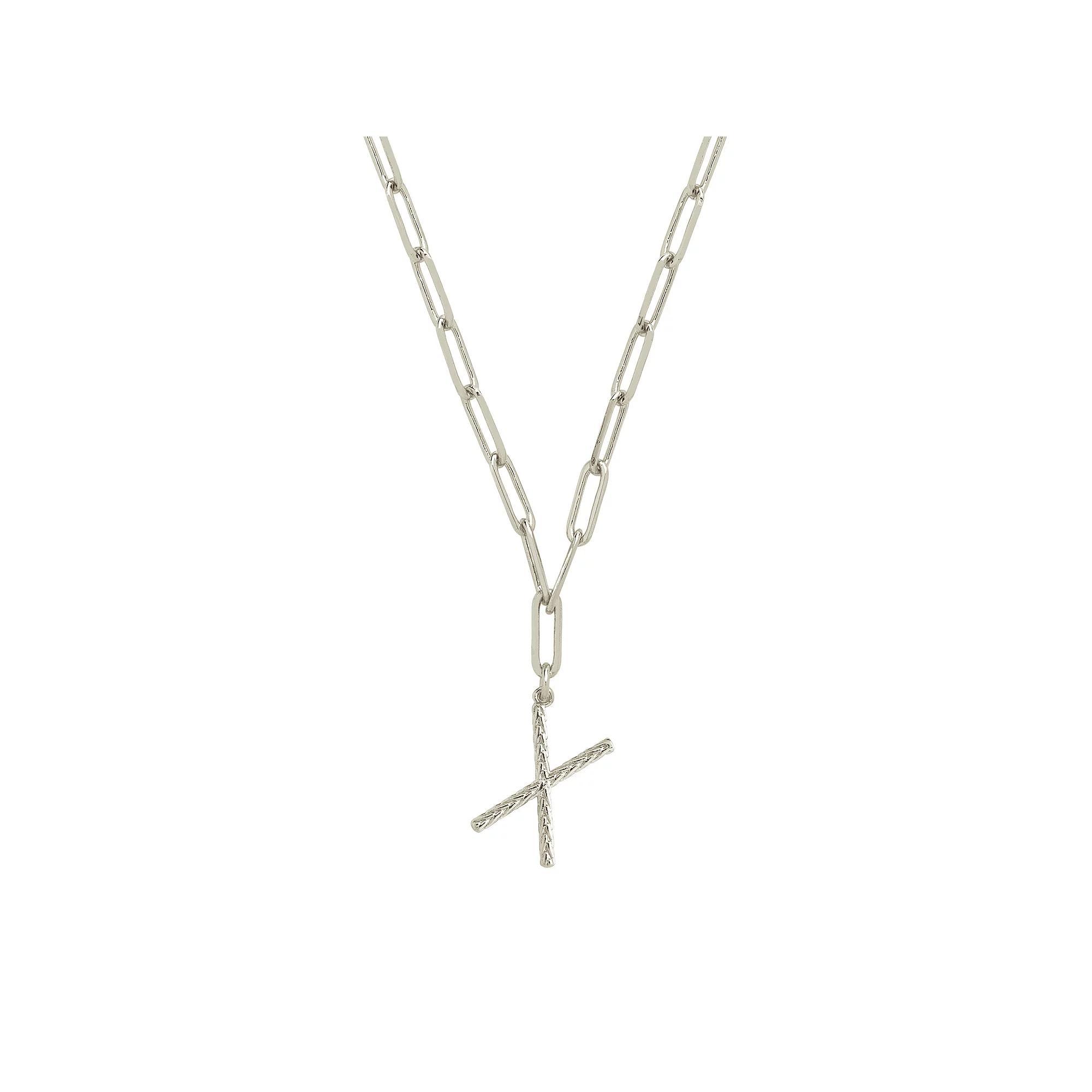 MC Collective Braided Initial Pendant Necklace, Women's, Size: 16", Silver Tone H Product Image