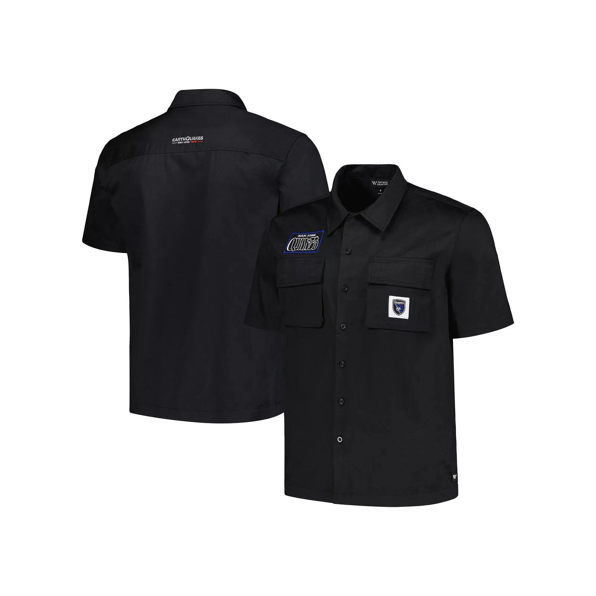 Men's The Wild Collective Black San Jose Earthquakes Utility Button-Up Shirt, Size: Large, Sje Black Product Image