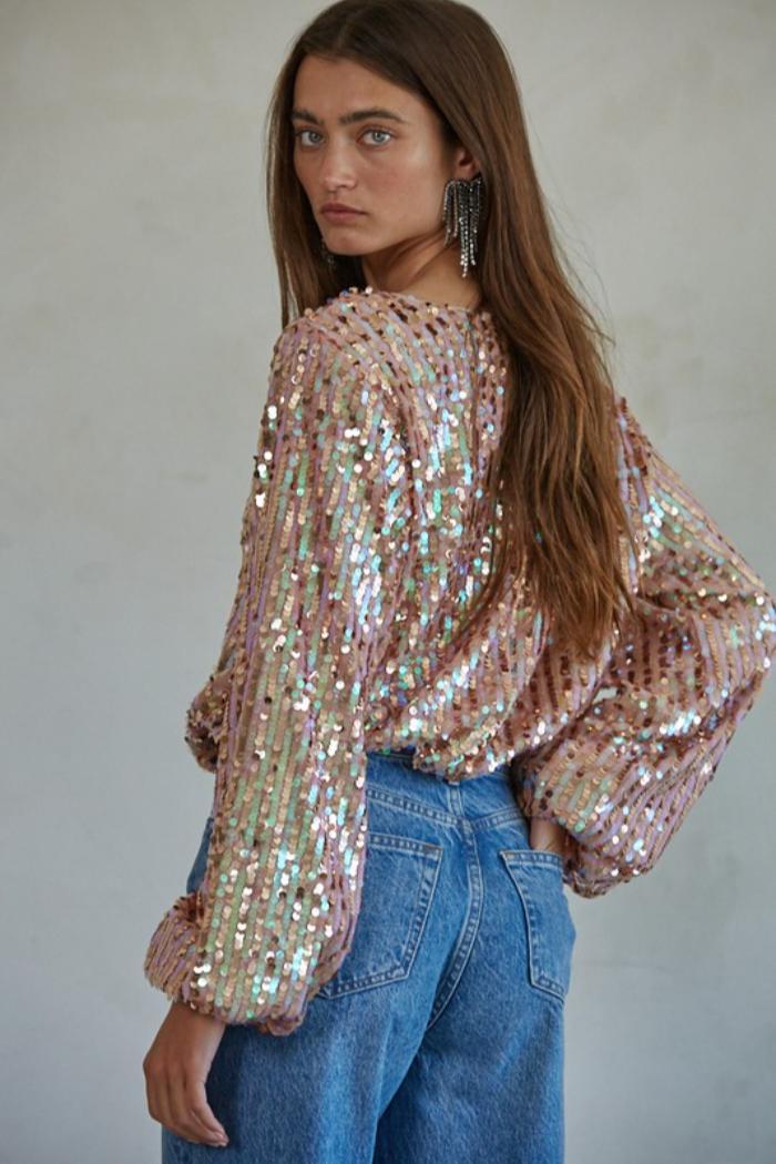 L/S Sequin Crop Top Product Image