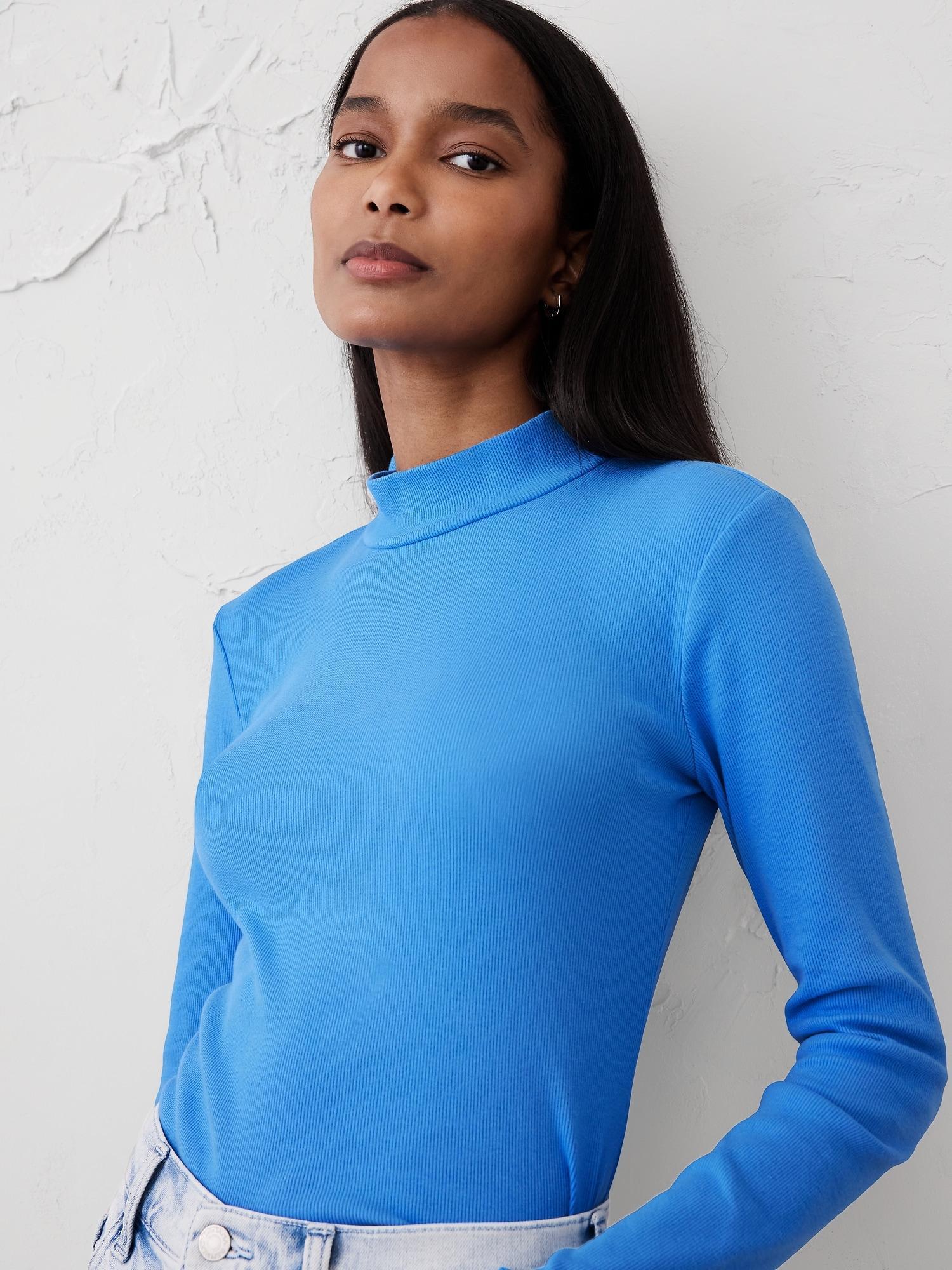 Ribbed Mock-Neck T-Shirt Product Image