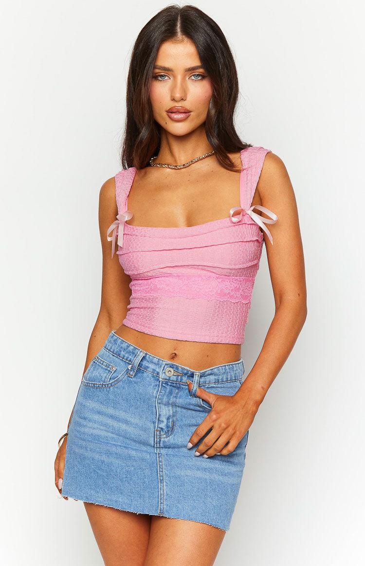 Vida Pink Bow Top Girls Product Image
