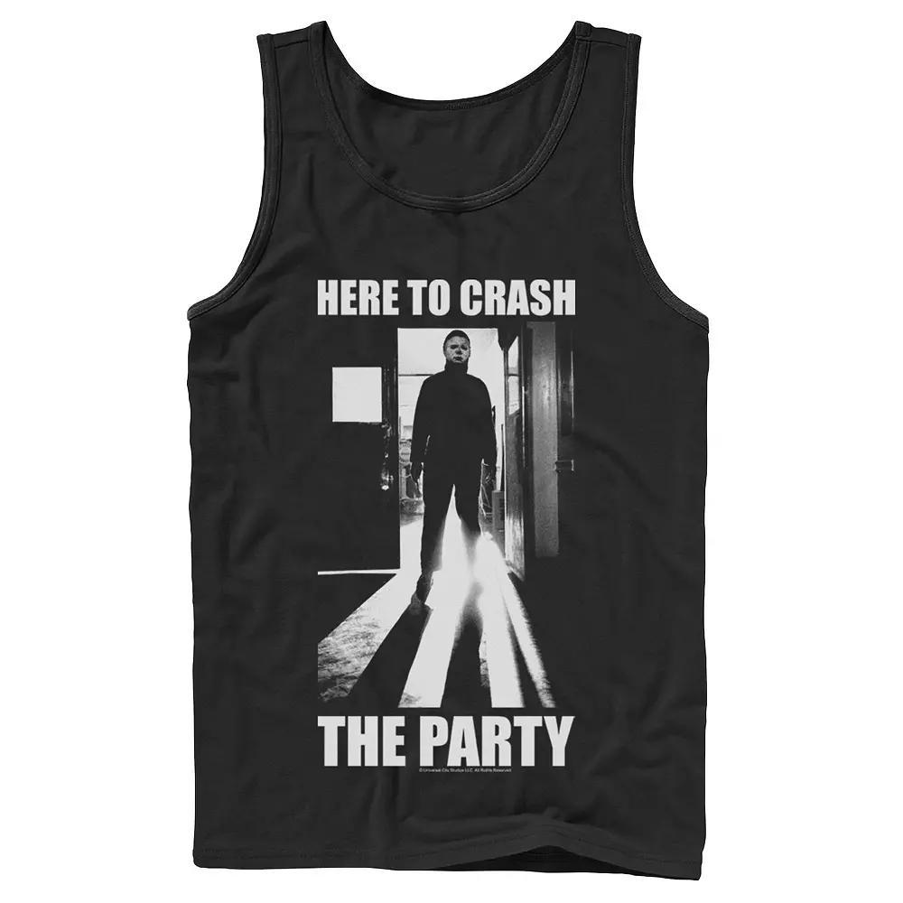 Men's Halloween Michael Myers Here To Crash The Party Tank Top, Size: Large, Black Product Image