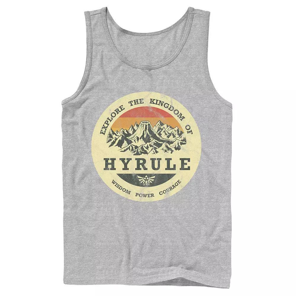 Men's The Legend Of Zelda Explore The Kingdom Of Hyrule Distressed Portrait Tank Top, Size: Large, Athletic Grey Product Image