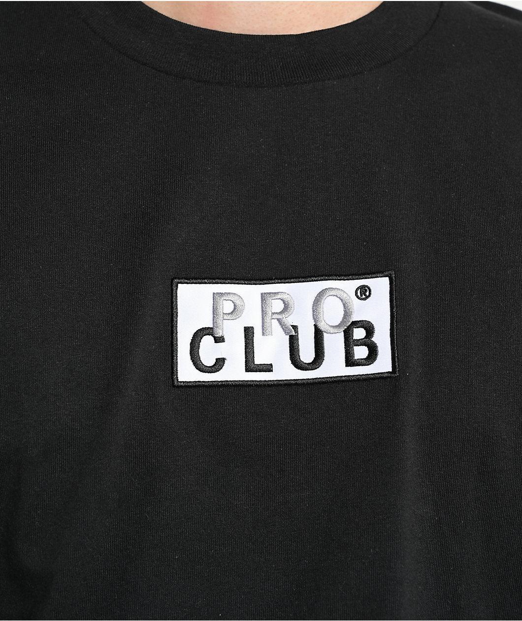 Pro Club Embroidered Box Logo Black Long Sleeve T-Shirt Product Image