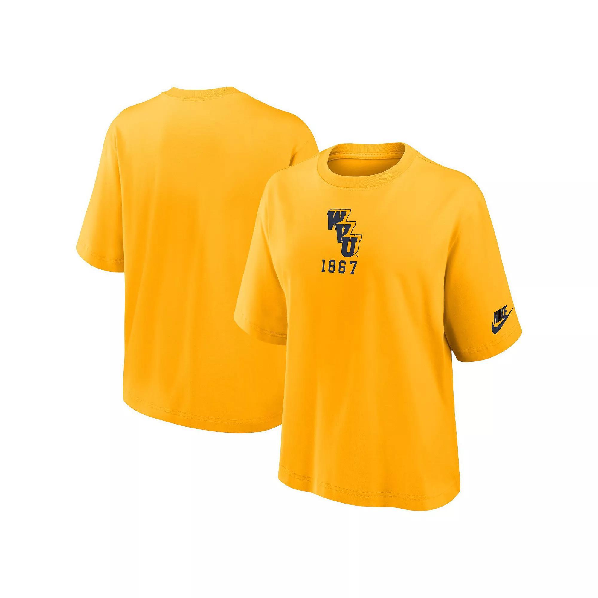 Women's Nike Gold West Virginia Mountaineers Boxy Legacy Established T-Shirt, Size: Large Product Image