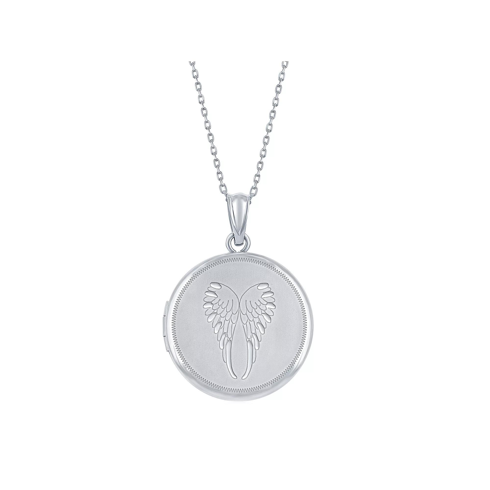 Sterling Silver Matte Angel Wings Locket, Women's, Size: 18" Product Image