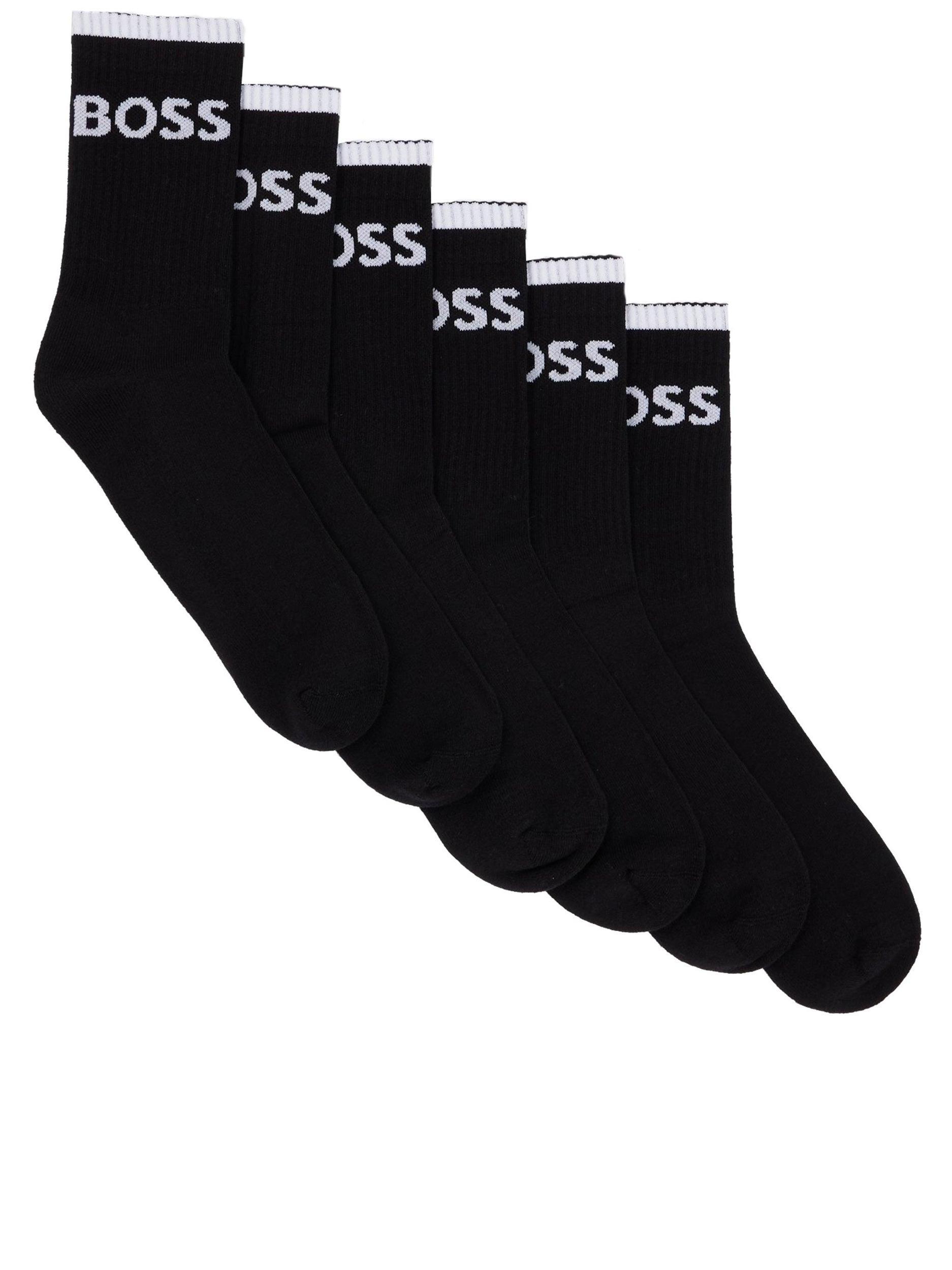 HUGO BOSS Six-pack Of Ribbed Short Socks In A Cotton Blend In White Product Image