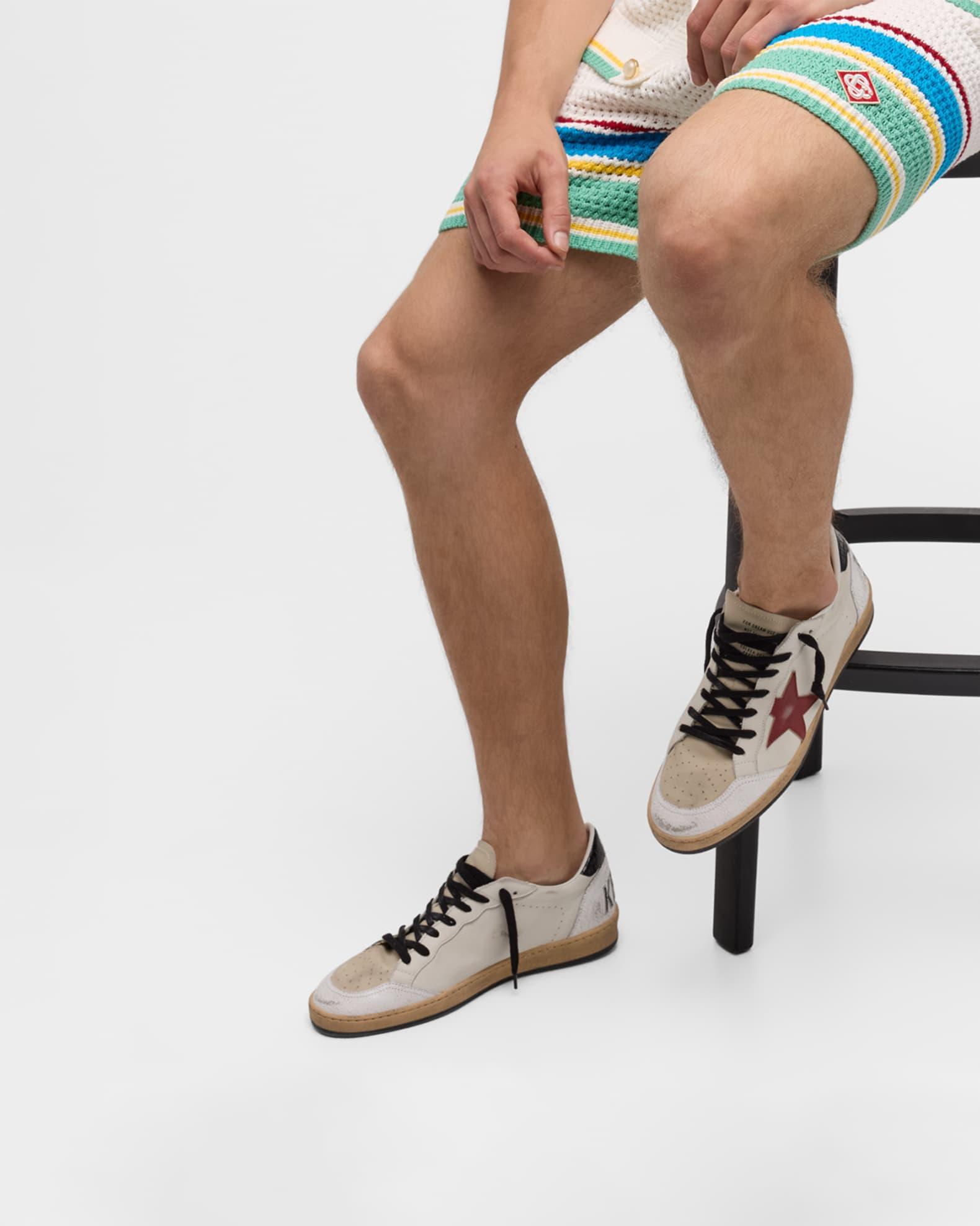 Men's Ballstar Crackle-Heel Leather Low-Top Sneakers Product Image