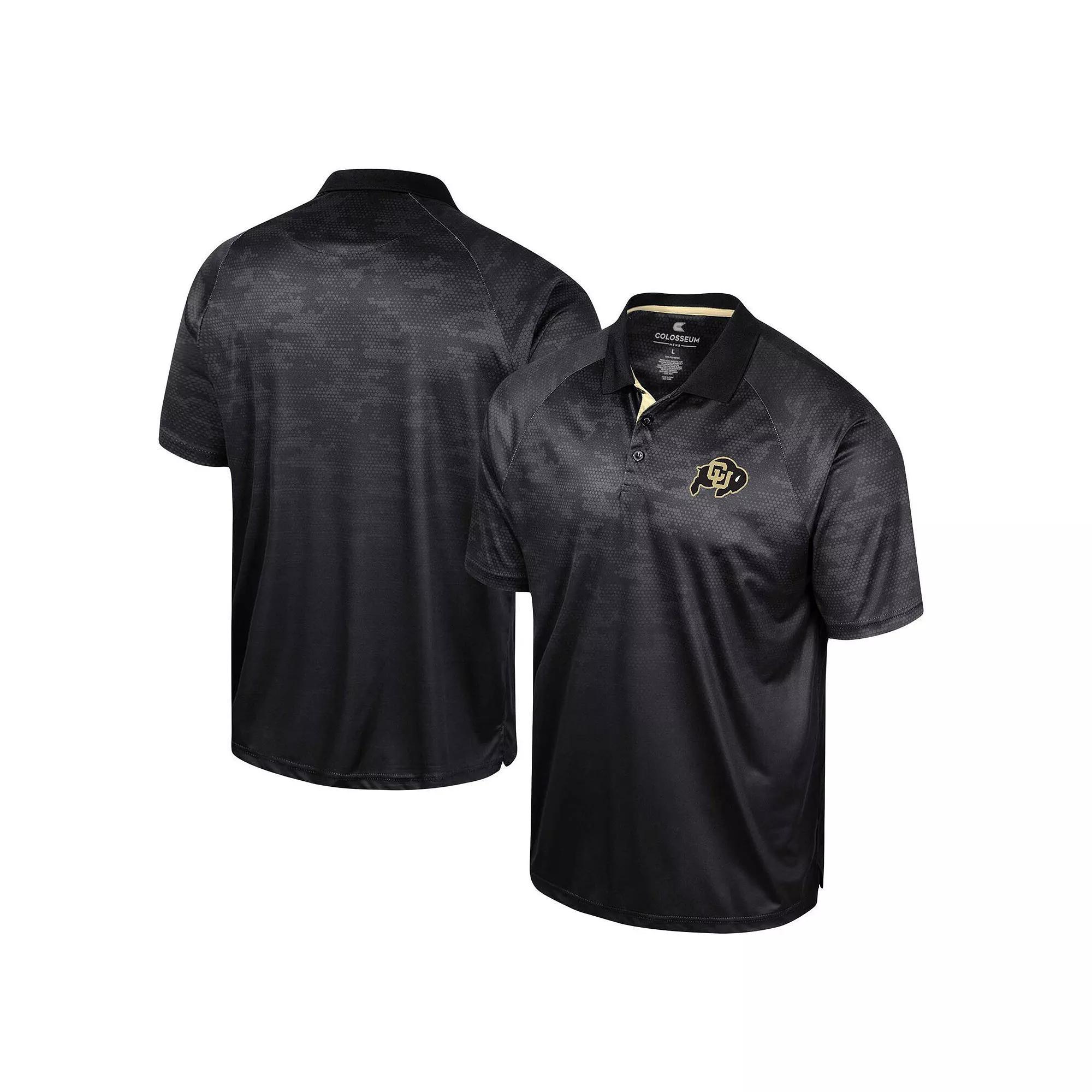 Men's Colosseum Black Colorado Buffaloes Honeycomb Raglan Polo, Size: 2XL Product Image