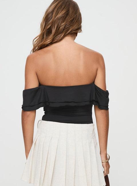 Coming Back Ruffle Bodysuit Black Product Image