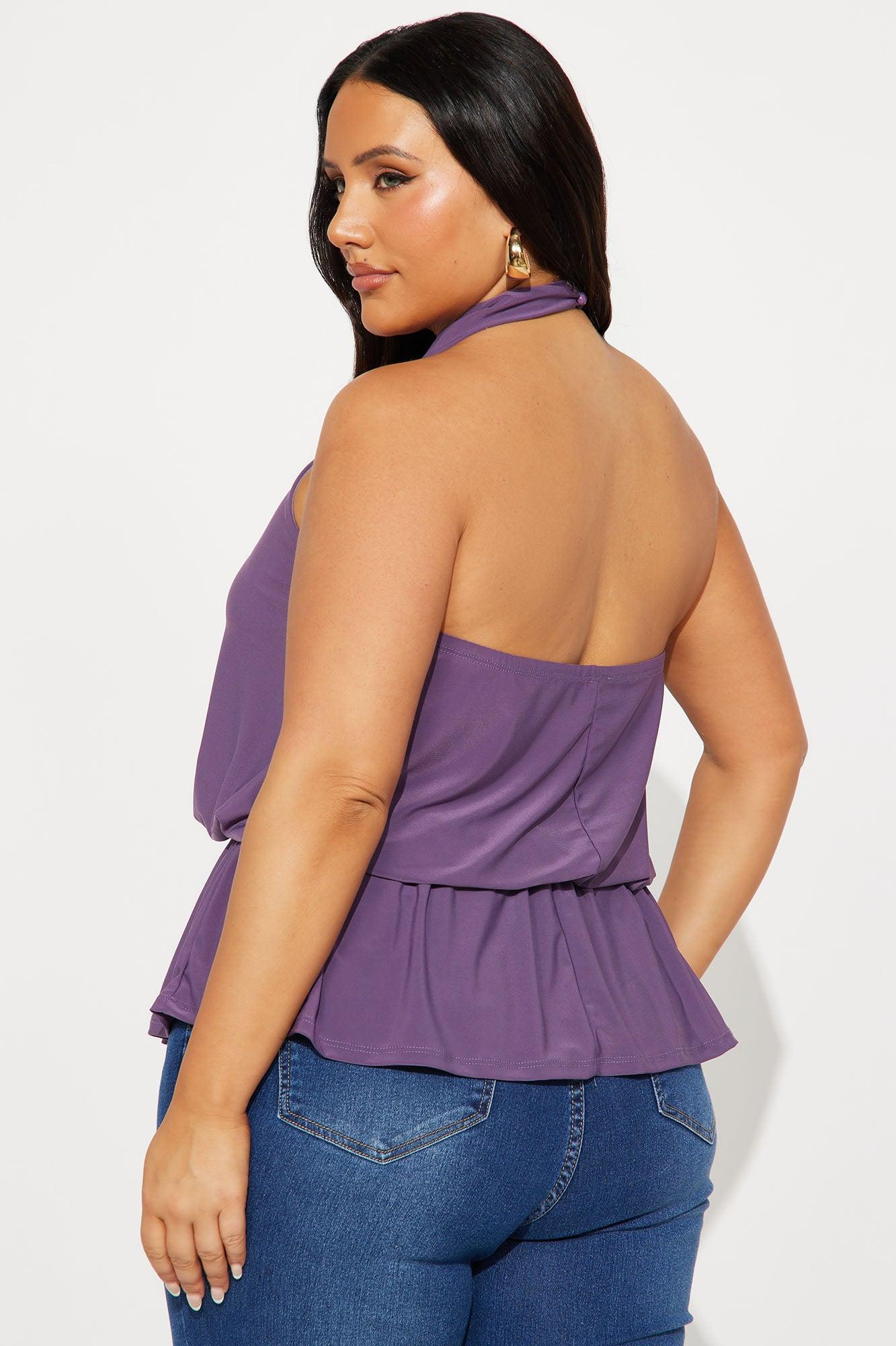 Beth High Neck Halter Top - Plum Product Image
