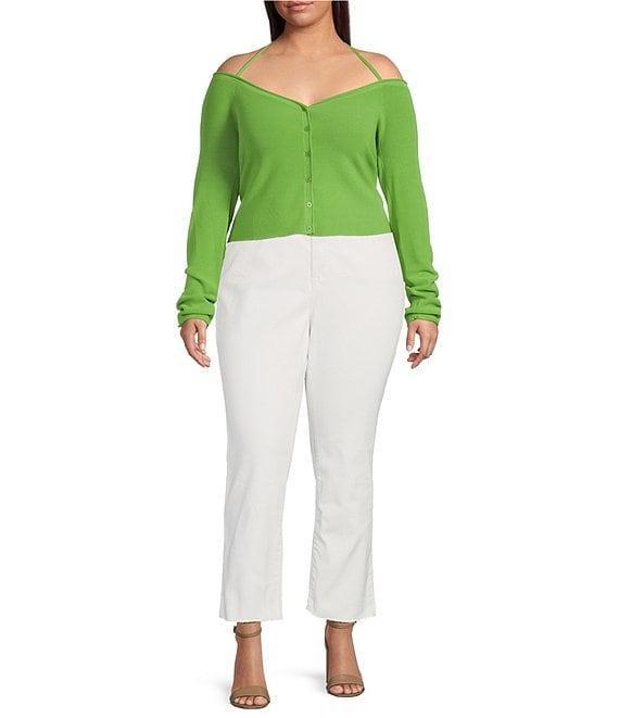 Good American Plus Size Stretch Rib Knit Off-The-Shoulder Long Sleeve Top Product Image