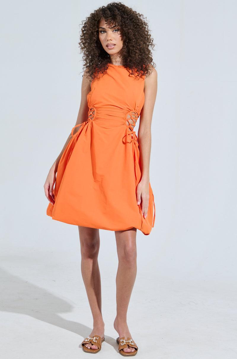 ALINA LACE UP DETAIL MAXI DRESS IN ORANGE Product Image