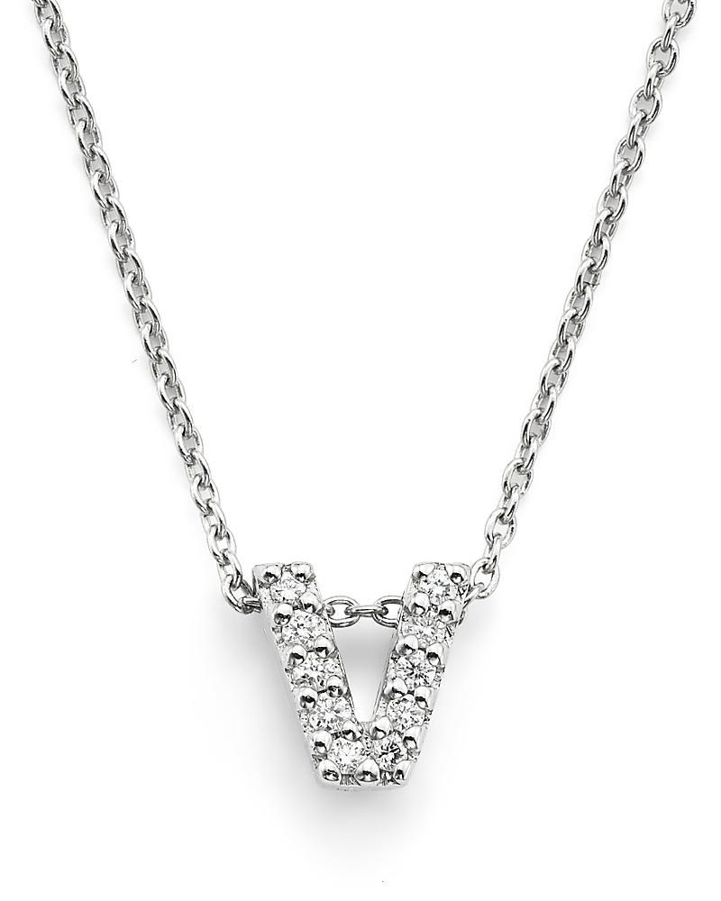 Roberto Coin 18K White Gold Initial Love Letter Pendant Necklace with Diamonds, 16 Product Image