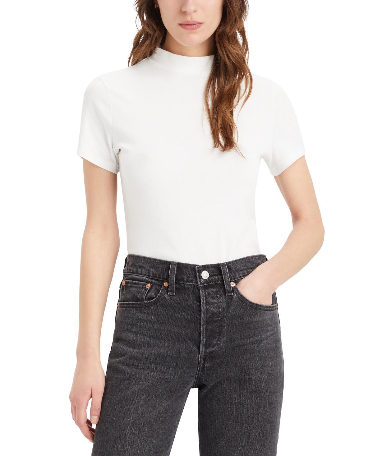Women's Levi's® Effortless Short Sleeve Mock Neck Tee, Size: Large, Grey Night Product Image