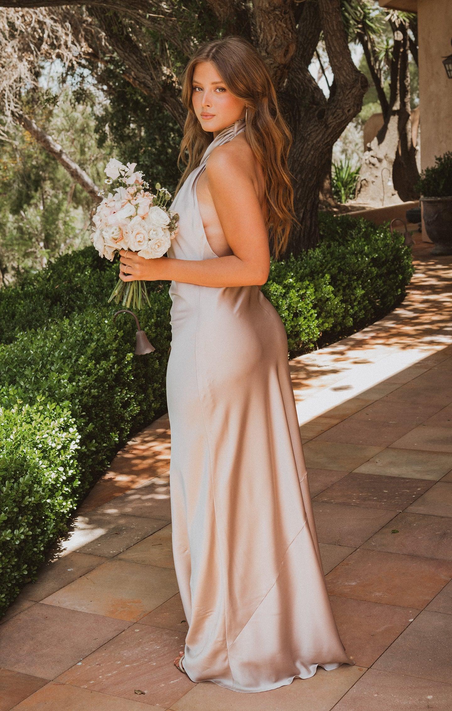 Jasmine Halter Maxi Dress ~ Show Me The Ring Luxe Satin Product Image