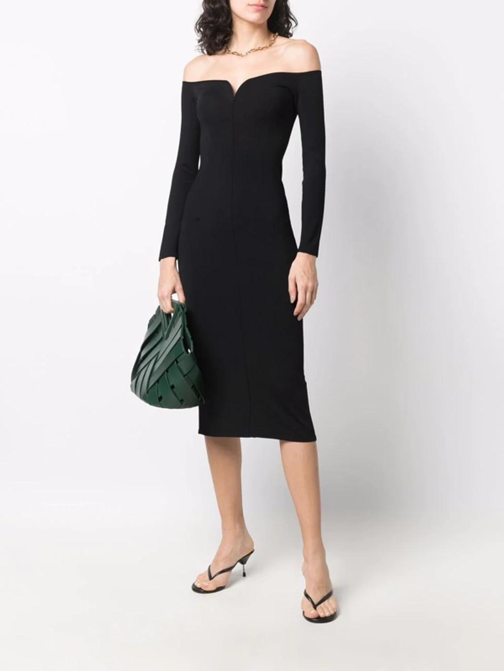 KHAITE Valeska Midi Dress With Bare Shoulders In Black Product Image