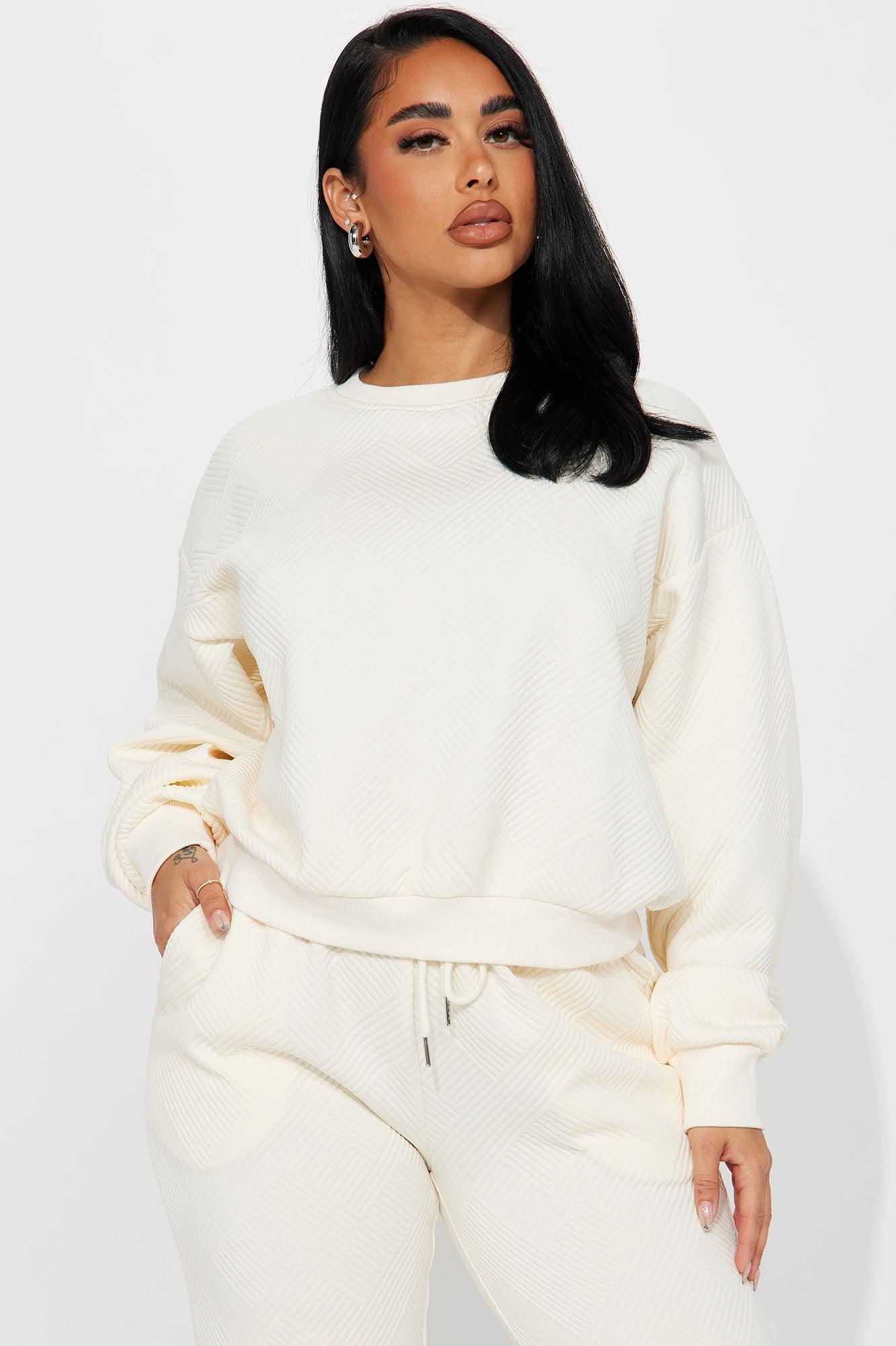 Annabelle Textured Sweatsuit - Cream Product Image