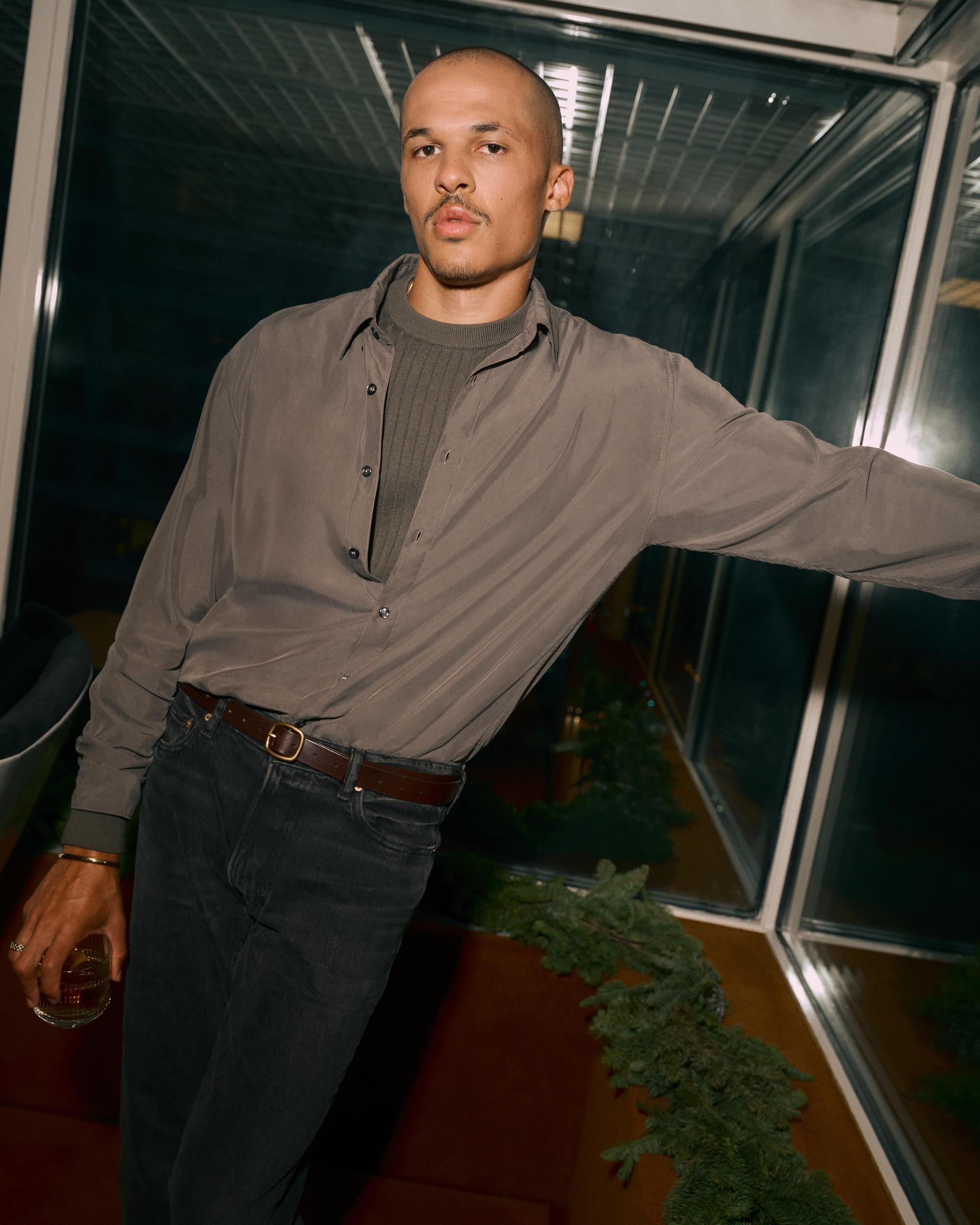 Long-Sleeve Cupro Button-Up Shirt Product Image
