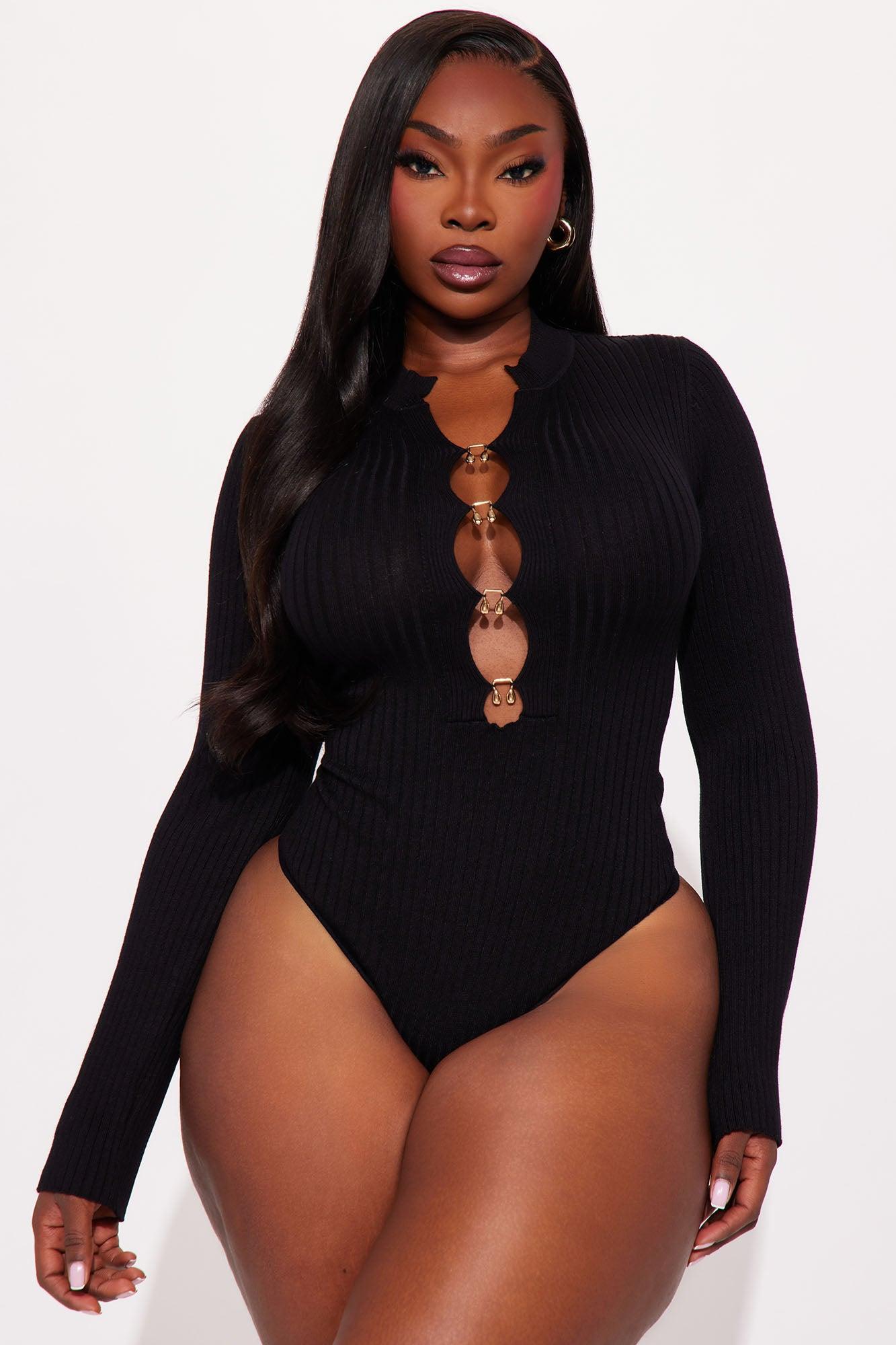 Harmony Ribbed Cut Out Bodysuit - Black Product Image