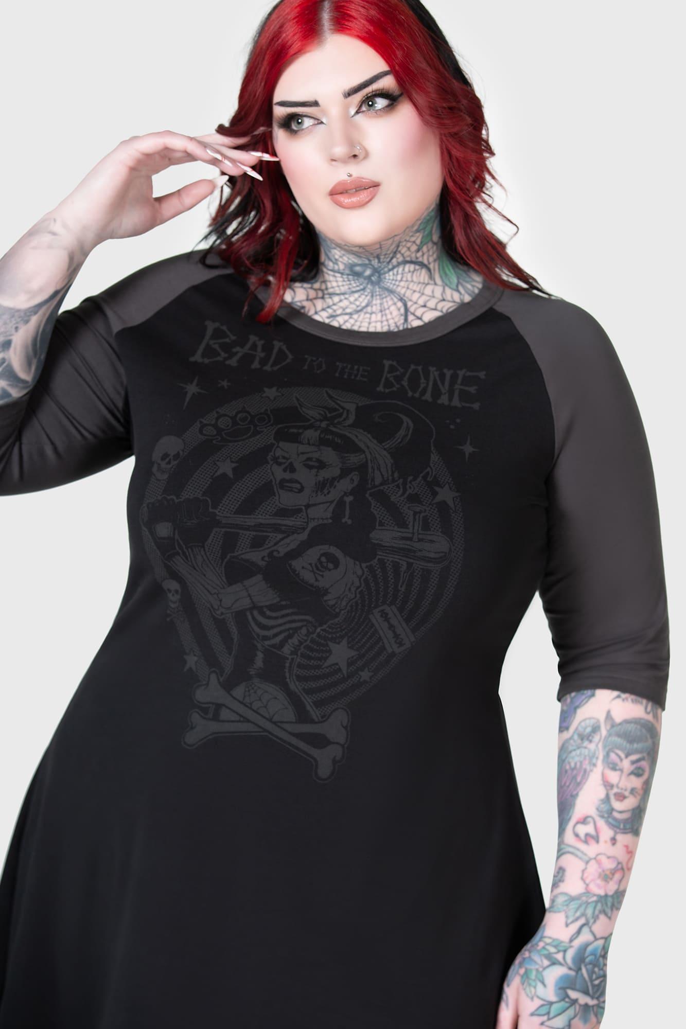 Bad 2 The Bone Raglan Dress - Resurrect Female Product Image