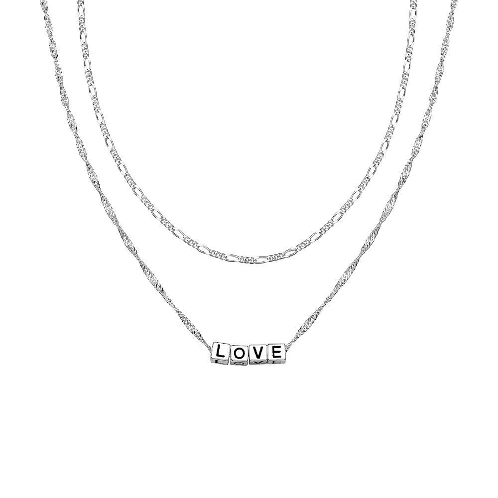 Aurielle Fine Silver Plated "Love" Chain Set, Women's, Size: 16", Silvertone Product Image