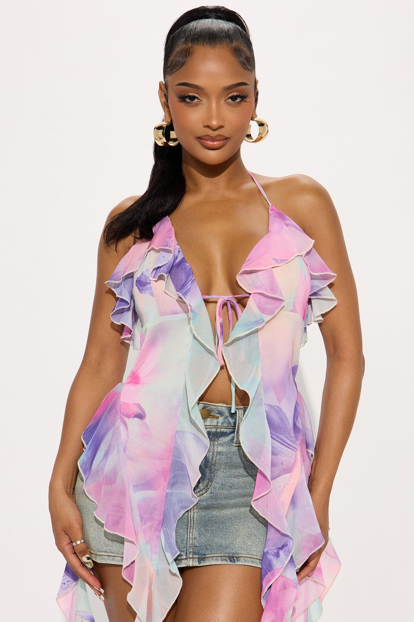Petal Moments Ruffle Halter Top - Multi Color Product Image