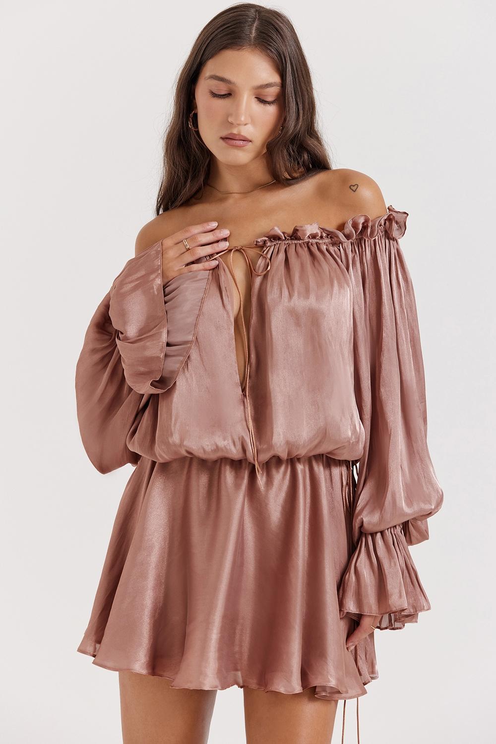 Chaya Hazelnut Off Shoulder Dress Product Image