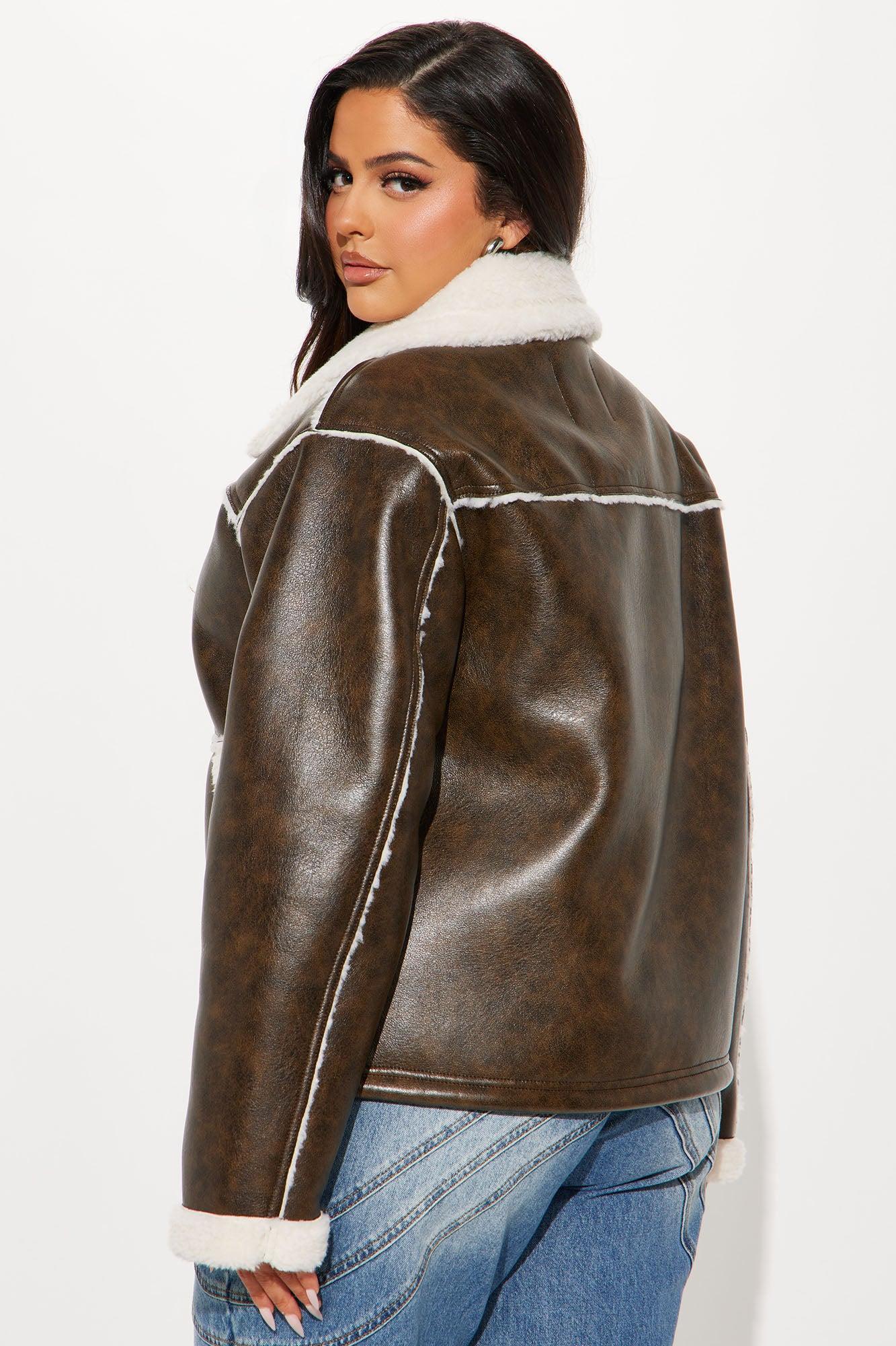 Around The Way Shearling Jacket - Brown Product Image