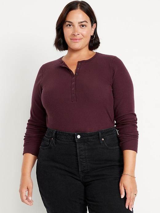 Ribbed Henley Top Product Image