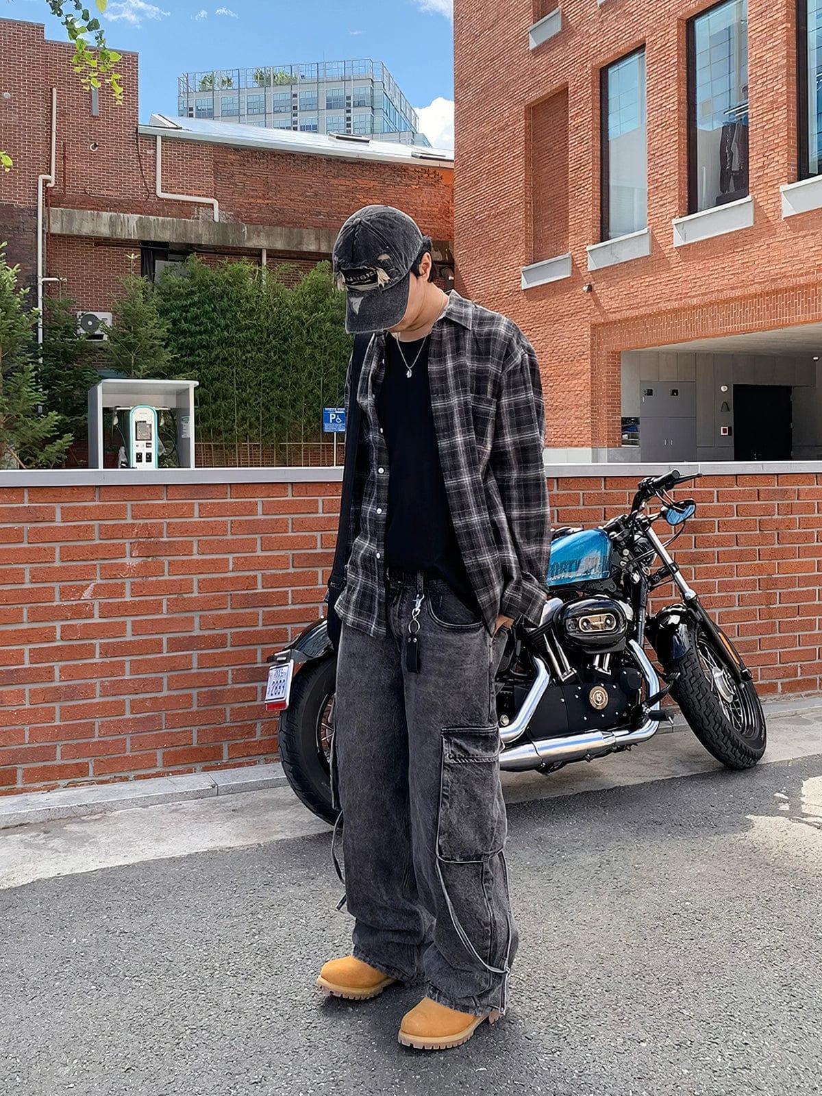 RT No. 12200 WASHED BLACK WORKWEAR STRAIGHT JEANS Product Image