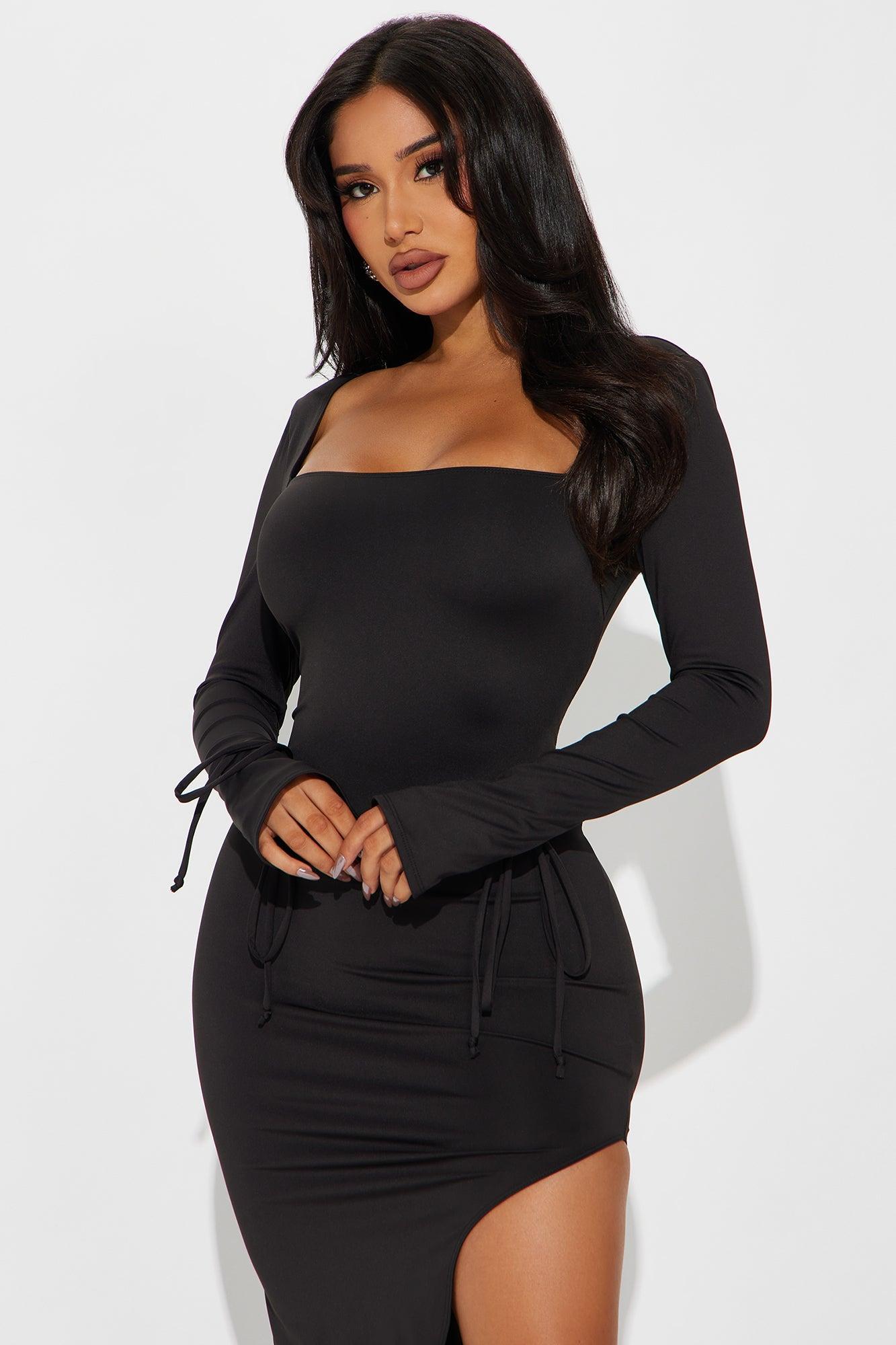 Sophisticated Touch Sculpt Midi Dress - Black Product Image