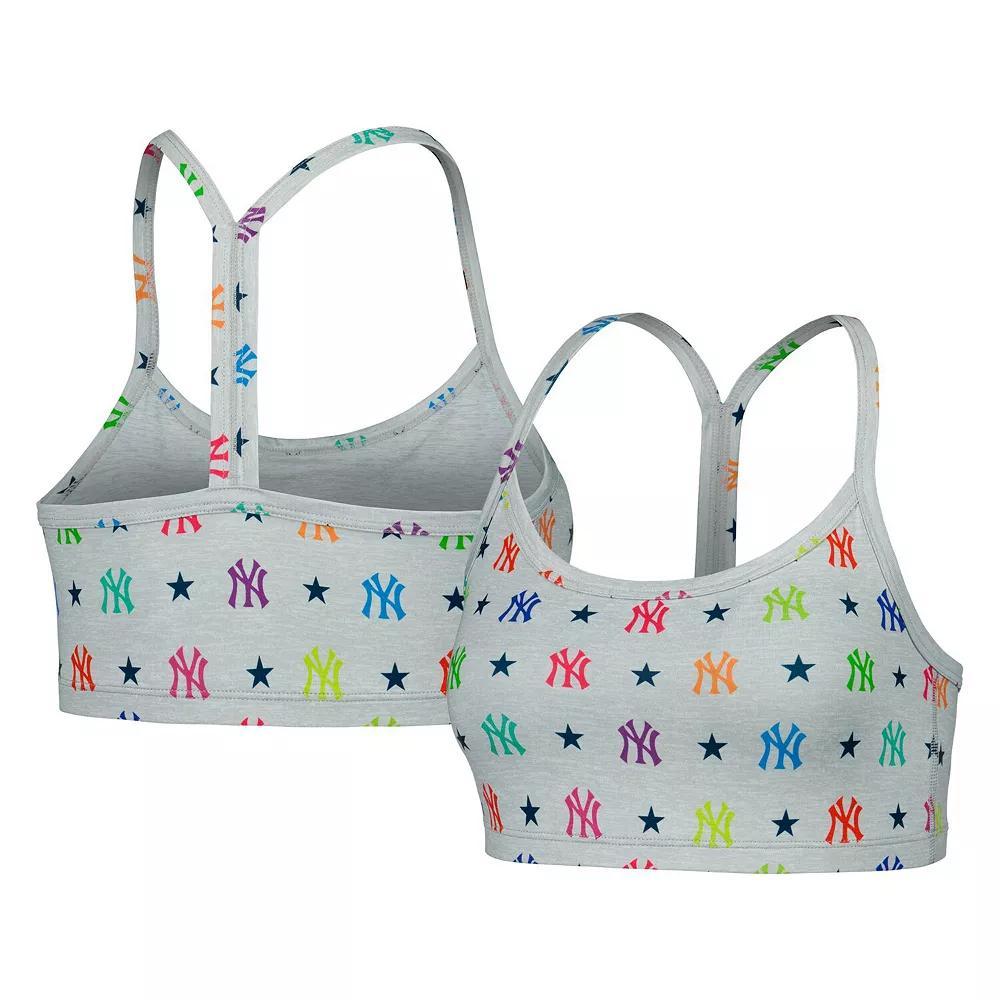 Women's Gray New York Yankees TLC Rainbow Bra, Size: Medium, Grey Product Image