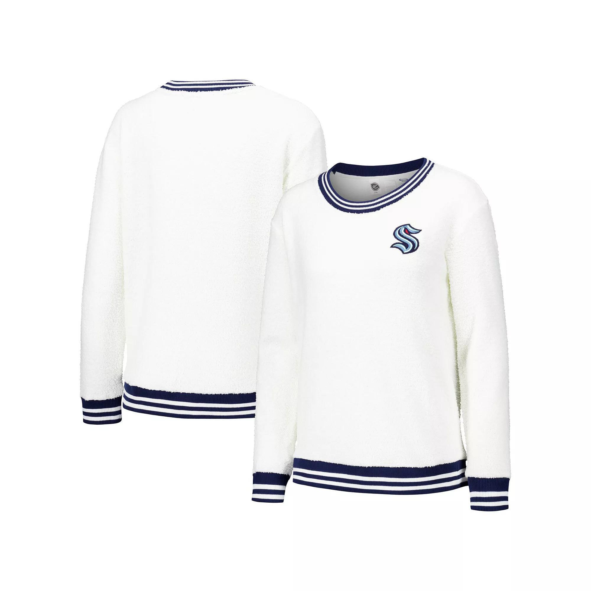 Women's Concepts Sport Cream/Navy Seattle Kraken Granite Sherpa Pullover Sweatshirt, Size: Small, Krk Beige Product Image