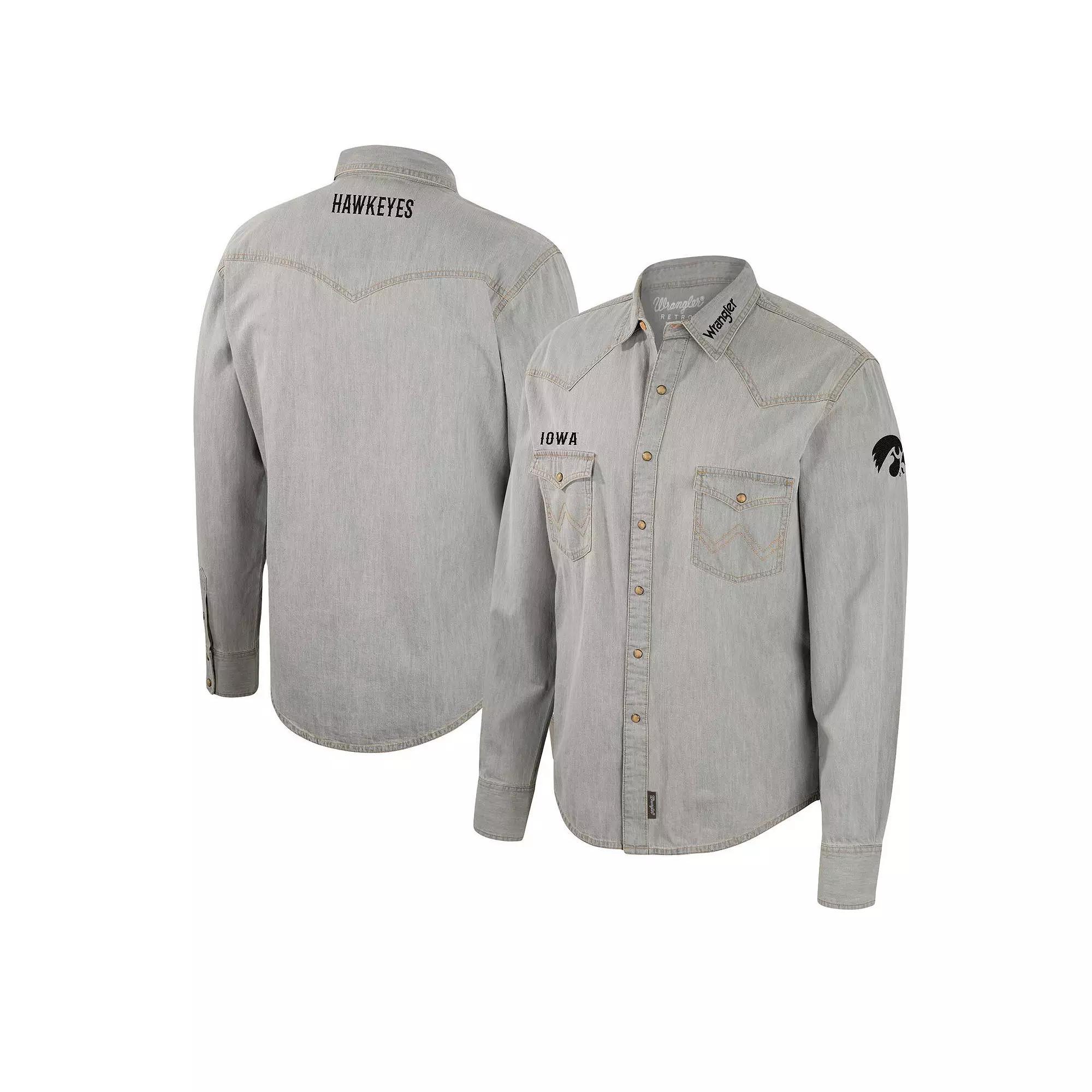 Men's Colosseum x Wrangler Gray West Virginia Mountaineers Cowboy Cut Western Full-Snap Long Sleeve Shirt, Size: XL, Grey Product Image